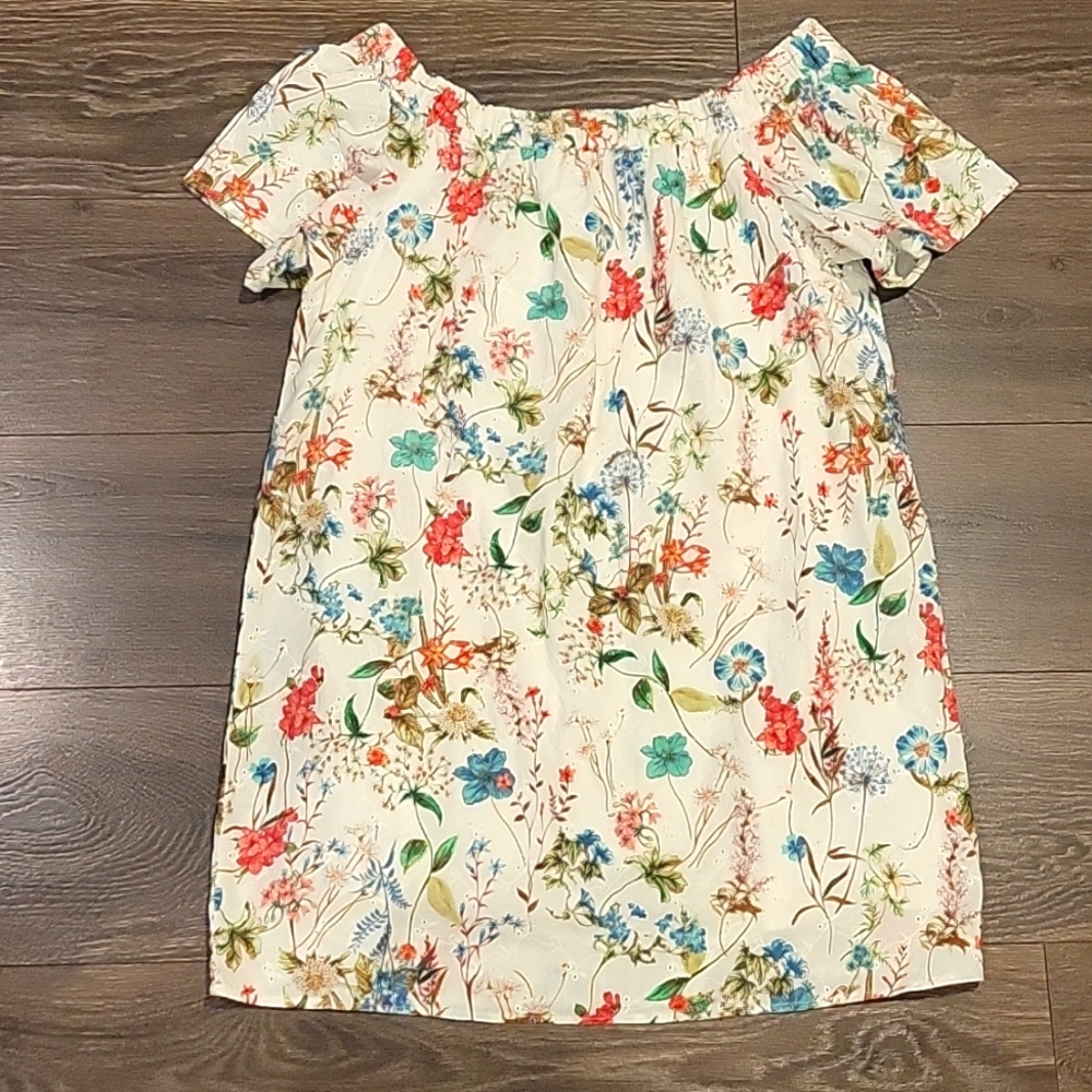 Sanctuary Cream Floral Off-Shoulder Mini Dress